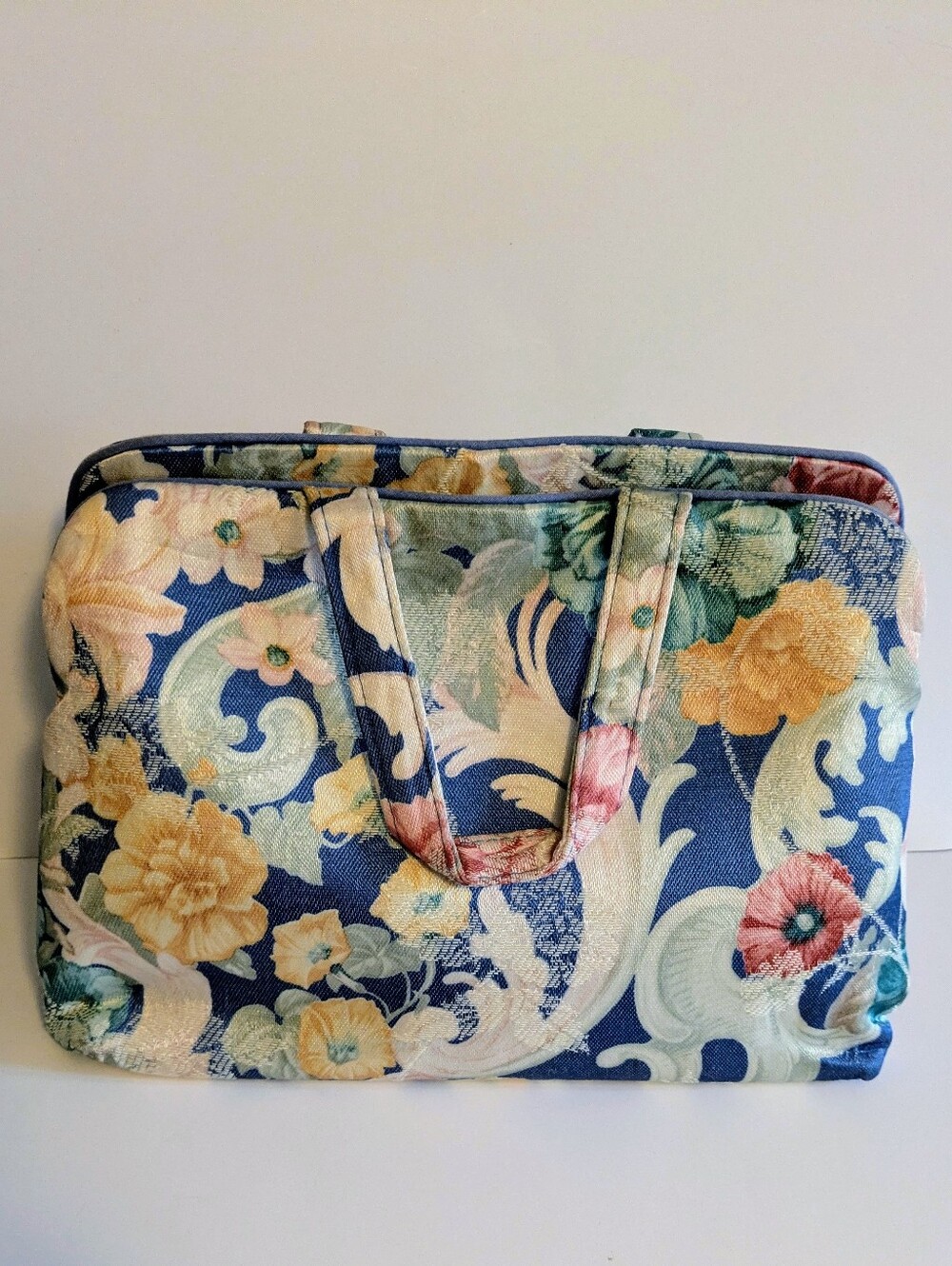 Bag Floral Quilted Tote Essential Bag Navy Multi Colored Floral Print
